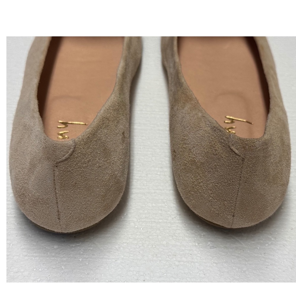 French Sole FS/NY Tan Suede Rhinestone Square Toe Ballet Flats 7316 Size 7B - Picture 4 of 9